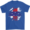 Torn Flag Netherlands Antilles Mens T-Shirt 100% Cotton Royal Blue