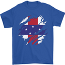 Torn Flag Netherlands Antilles Mens T-Shirt 100% Cotton Royal Blue
