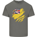Torn Flag Niue Mens Cotton T-Shirt Tee Top Charcoal