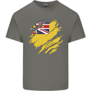 Torn Flag Niue Mens Cotton T-Shirt Tee Top Charcoal