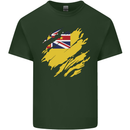 Torn Flag Niue Mens Cotton T-Shirt Tee Top Forest Green