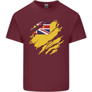Torn Flag Niue Mens Cotton T-Shirt Tee Top Maroon
