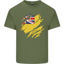 Torn Flag Niue Mens Cotton T-Shirt Tee Top Military Green