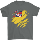 Torn Flag Niue Mens T-Shirt 100% Cotton Charcoal