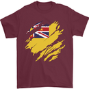 Torn Flag Niue Mens T-Shirt 100% Cotton Maroon