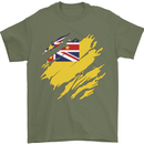 Torn Flag Niue Mens T-Shirt 100% Cotton Military Green