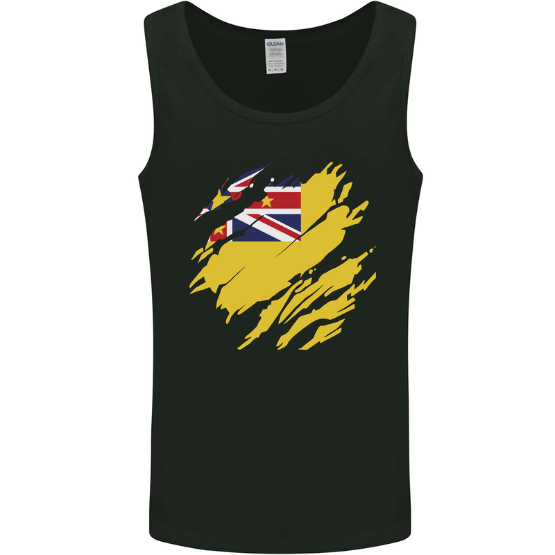 Torn Flag Niue Mens Vest Tank Top Black