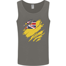 Torn Flag Niue Mens Vest Tank Top Charcoal