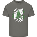 Torn Flag Norfolk Island Mens Cotton T-Shirt Tee Top Charcoal