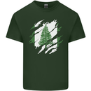 Torn Flag Norfolk Island Mens Cotton T-Shirt Tee Top Forest Green