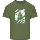 Torn Flag Norfolk Island Mens Cotton T-Shirt Tee Top Military Green
