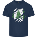 Torn Flag Norfolk Island Mens Cotton T-Shirt Tee Top Navy Blue