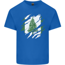 Torn Flag Norfolk Island Mens Cotton T-Shirt Tee Top Royal Blue