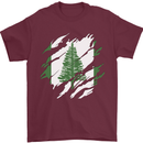 Torn Flag Norfolk Island Mens T-Shirt 100% Cotton Maroon