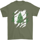 Torn Flag Norfolk Island Mens T-Shirt 100% Cotton Military Green