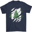 Torn Flag Norfolk Island Mens T-Shirt 100% Cotton Navy Blue