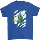 Torn Flag Norfolk Island Mens T-Shirt 100% Cotton Royal Blue