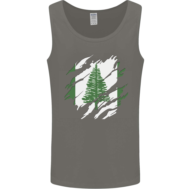 Torn Flag Norfolk Island Mens Vest Tank Top Charcoal