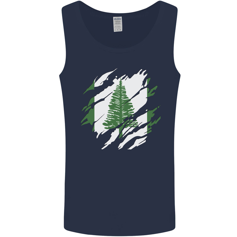 Torn Flag Norfolk Island Mens Vest Tank Top Navy Blue