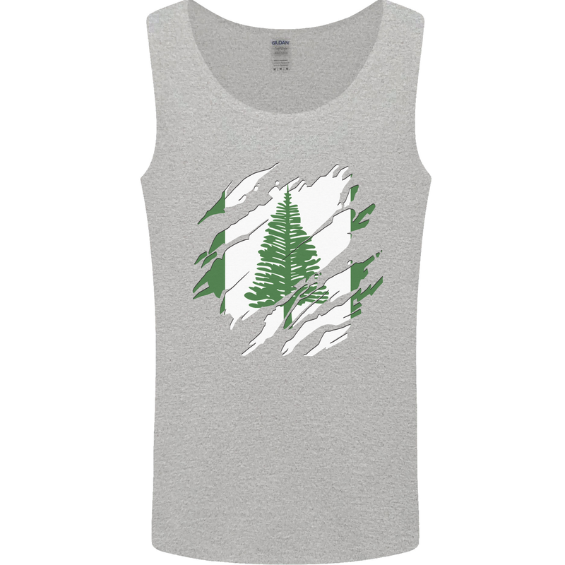 Torn Flag Norfolk Island Mens Vest Tank Top Sports Grey