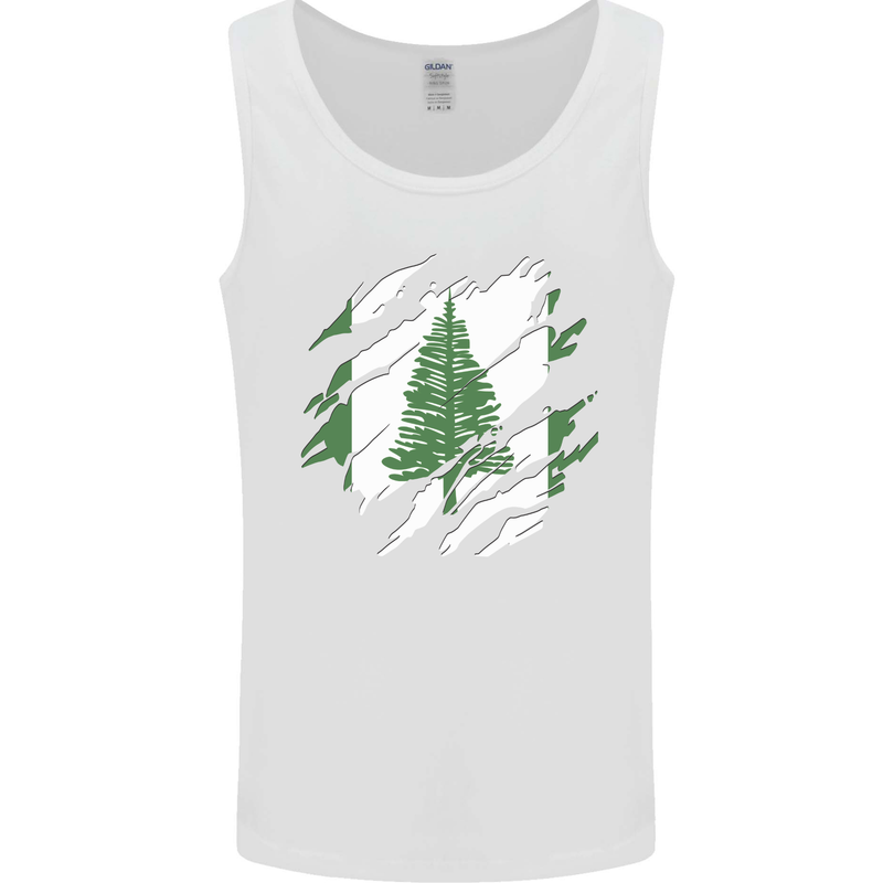 Torn Flag Norfolk Island Mens Vest Tank Top White