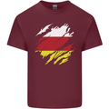 Torn Flag North Ossetia Mens Cotton T-Shirt Tee Top Maroon