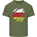 Torn Flag North Ossetia Mens Cotton T-Shirt Tee Top Military Green