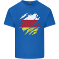 Torn Flag North Ossetia Mens Cotton T-Shirt Tee Top Royal Blue