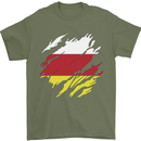 Torn Flag North Ossetia Mens T-Shirt 100% Cotton Military Green
