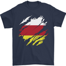 Torn Flag North Ossetia Mens T-Shirt 100% Cotton Navy Blue