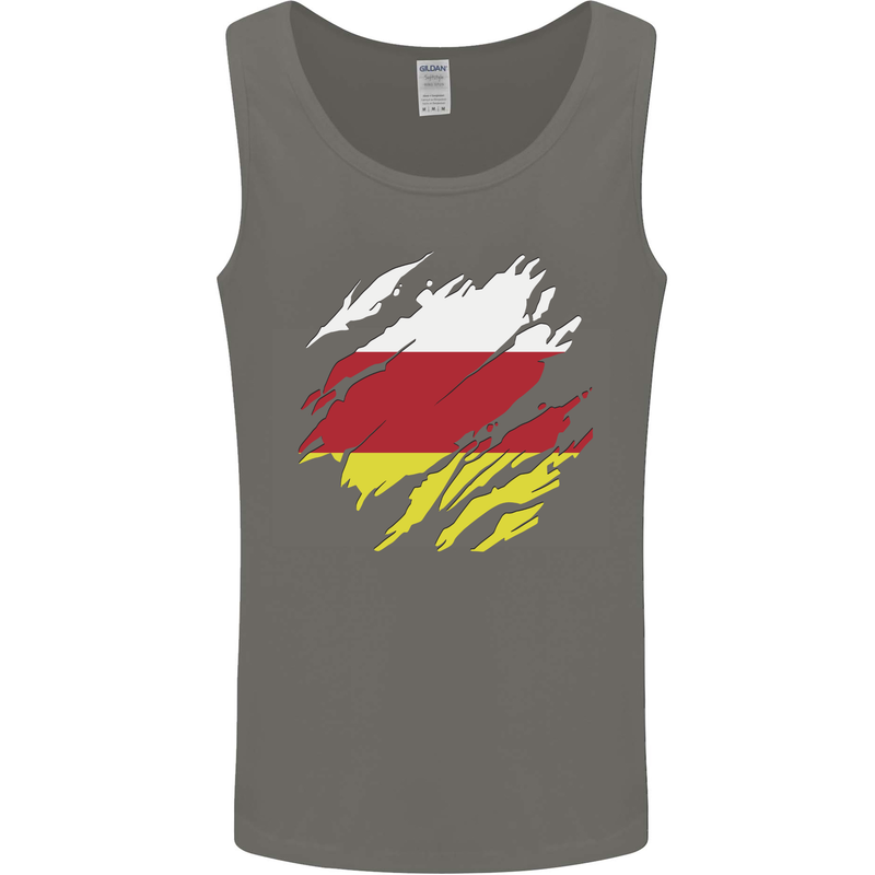 Torn Flag North Ossetia Mens Vest Tank Top Charcoal