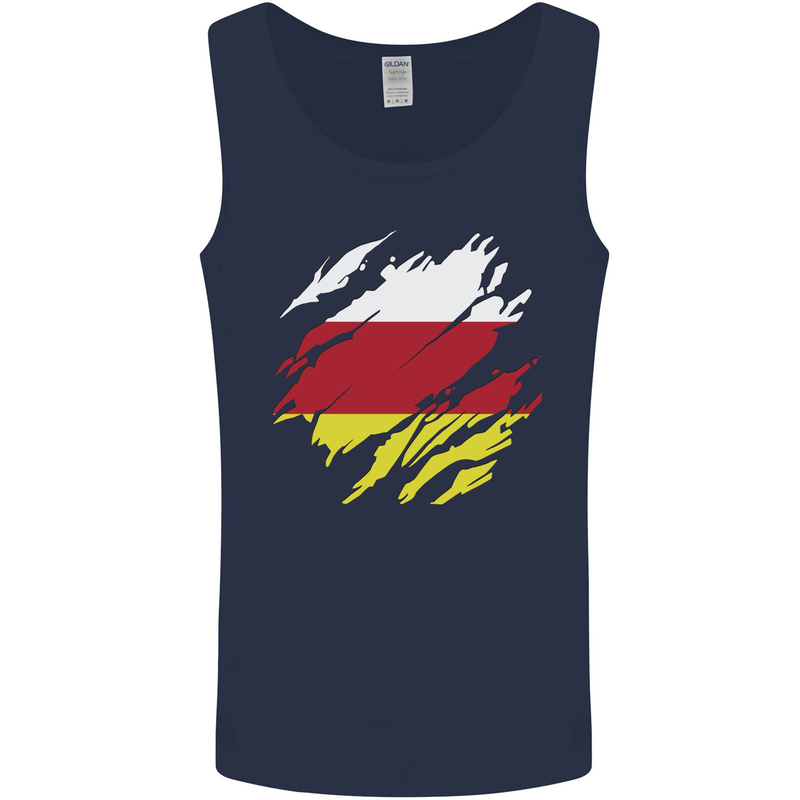 Torn Flag North Ossetia Mens Vest Tank Top Navy Blue