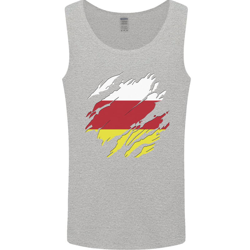 Torn Flag North Ossetia Mens Vest Tank Top Sports Grey