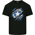 Torn Flag Northern Mariana Islands Mens Cotton T-Shirt Tee Top Black