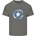 Torn Flag Northern Mariana Islands Mens Cotton T-Shirt Tee Top Charcoal