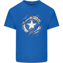 Torn Flag Northern Mariana Islands Mens Cotton T-Shirt Tee Top Royal Blue