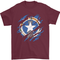 Torn Flag Northern Mariana Islands Mens T-Shirt 100% Cotton Maroon