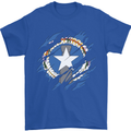Torn Flag Northern Mariana Islands Mens T-Shirt 100% Cotton Royal Blue