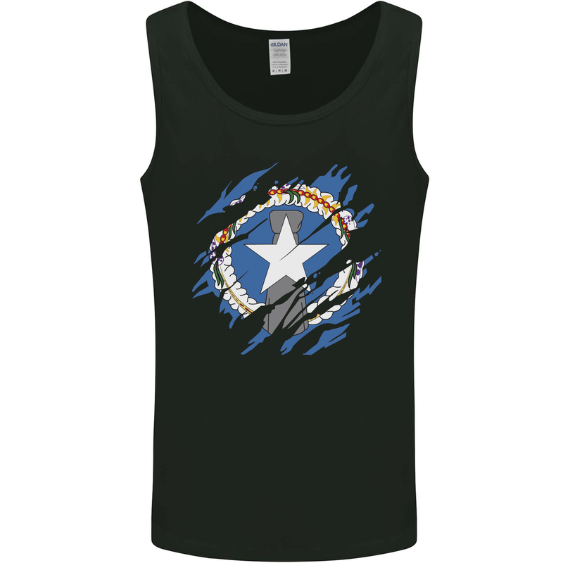 Torn Flag Northern Mariana Islands Mens Vest Tank Top Black