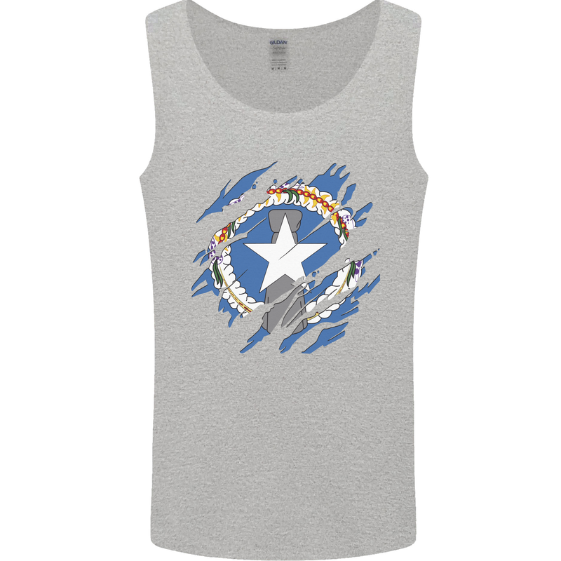Torn Flag Northern Mariana Islands Mens Vest Tank Top Sports Grey