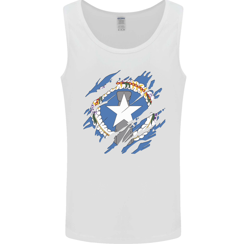 Torn Flag Northern Mariana Islands Mens Vest Tank Top White