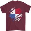 Torn Flag Panama Mens T-Shirt 100% Cotton Maroon