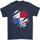 Torn Flag Panama Mens T-Shirt 100% Cotton Navy Blue