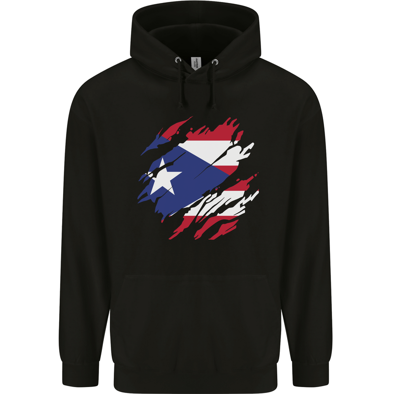 Torn Flag Pitcairn Islands Mens 80% Cotton Hoodie Black