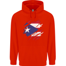 Torn Flag Pitcairn Islands Mens 80% Cotton Hoodie Bright Red