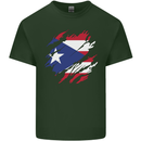 Torn Flag Pitcairn Islands Mens Cotton T-Shirt Tee Top Forest Green
