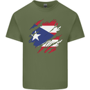 Torn Flag Pitcairn Islands Mens Cotton T-Shirt Tee Top Military Green