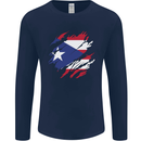 Torn Flag Pitcairn Islands Mens Long Sleeve T-Shirt Navy Blue