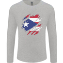 Torn Flag Pitcairn Islands Mens Long Sleeve T-Shirt Sports Grey