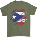 Torn Flag Pitcairn Islands Mens T-Shirt 100% Cotton Military Green